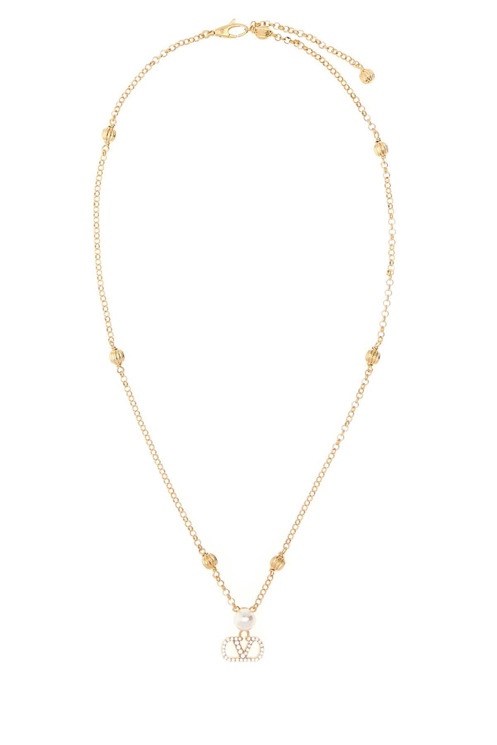 Valentino Garavani Gold Metal V Logo Signature Necklace