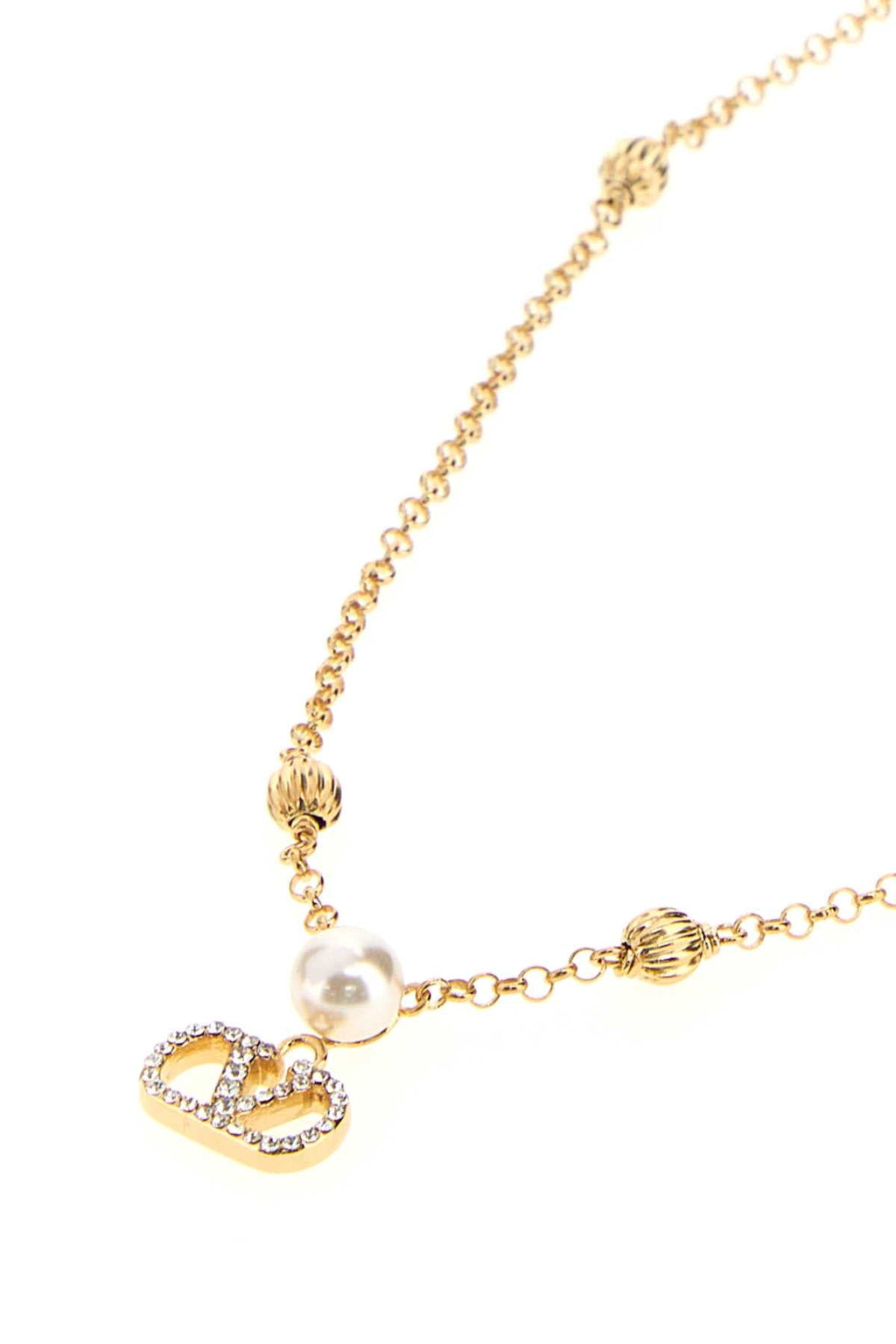 Valentino Garavani Gold Metal V Logo Signature Necklace