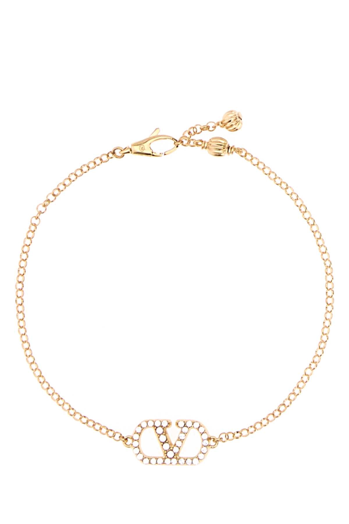 Valentino Garavani Gold Metal V Logo Signature Bracelet