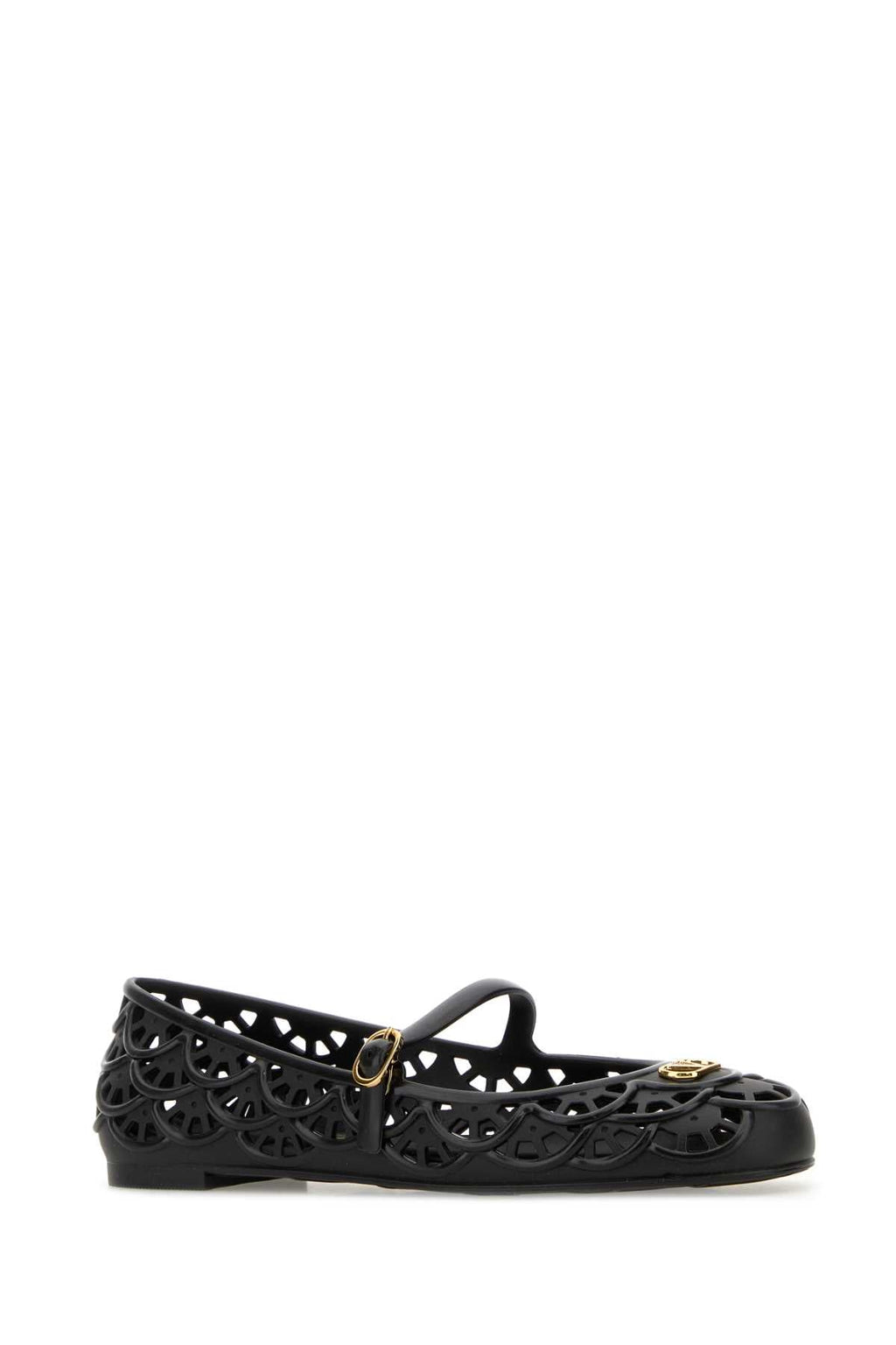Valentino Garavani Black Rubber V Logo Signature Ballerinas