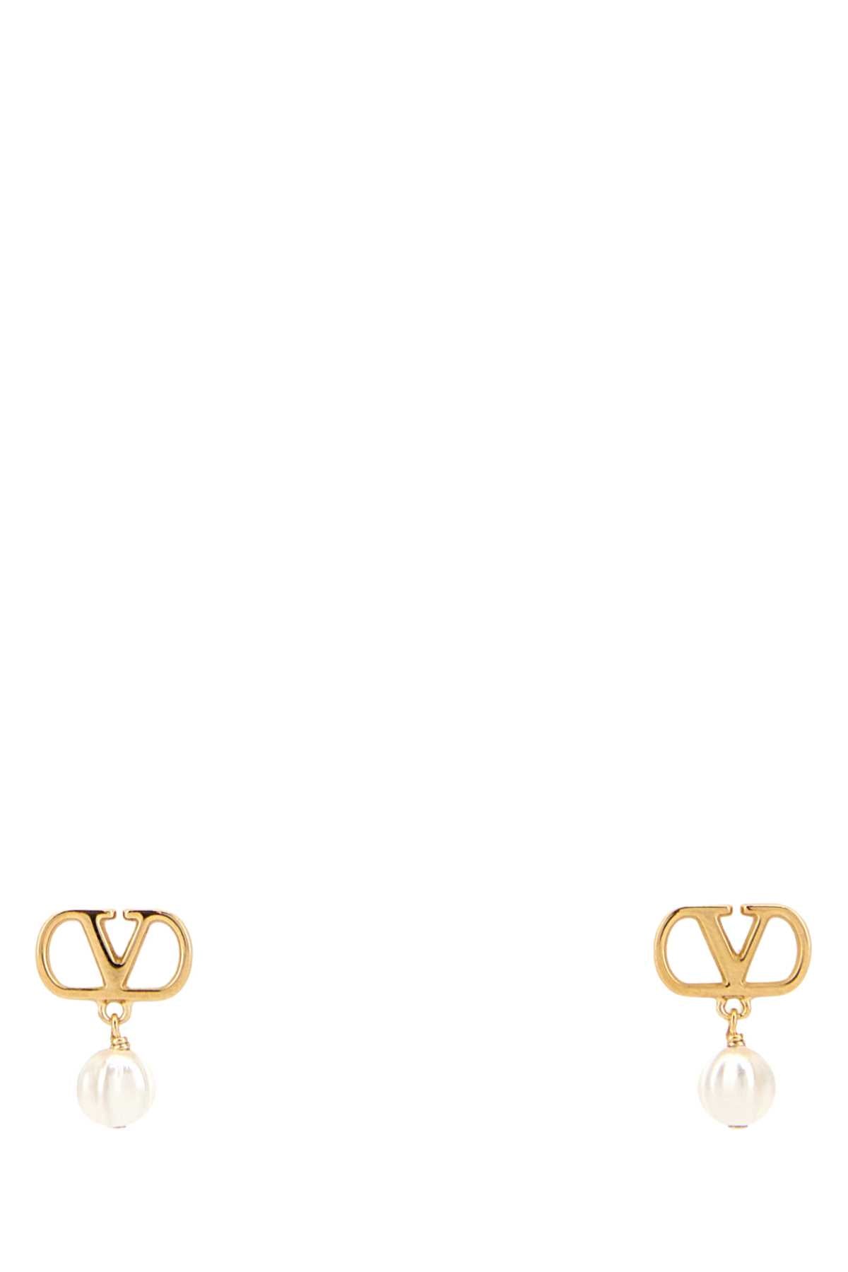Valentino Garavani Gold Metal V Logo Signature Earrings