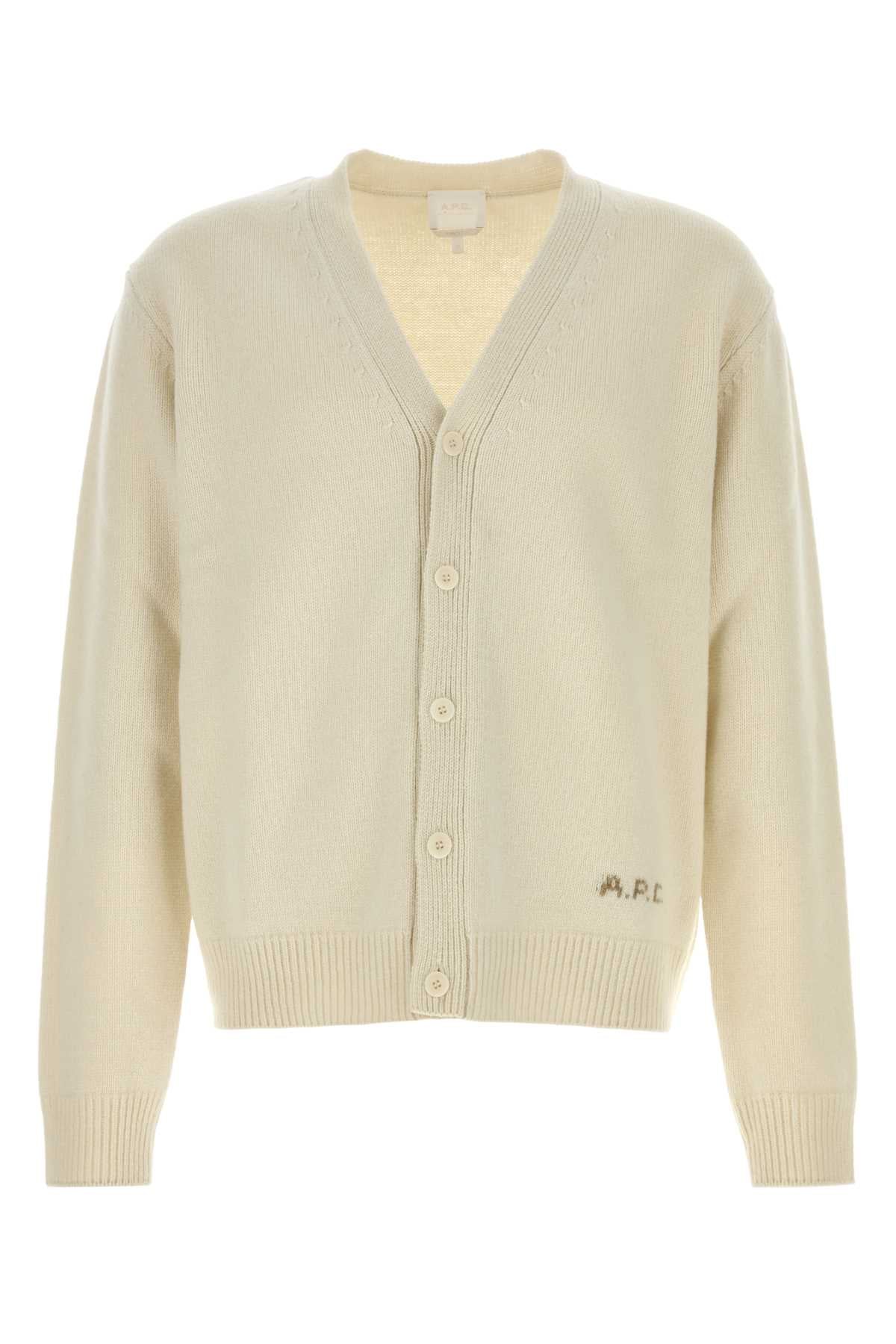 A.P.C. Ivory Wool Kevin Cardigan