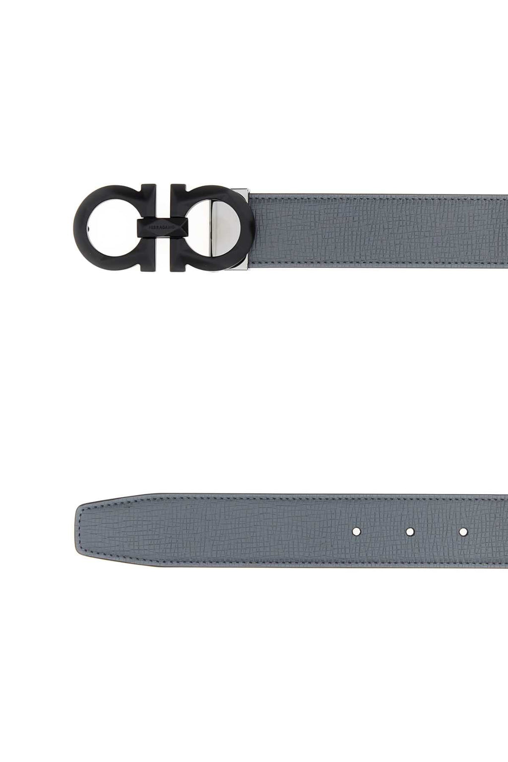 Salvatore Ferragamo Dark Grey Leather Reversible Belt