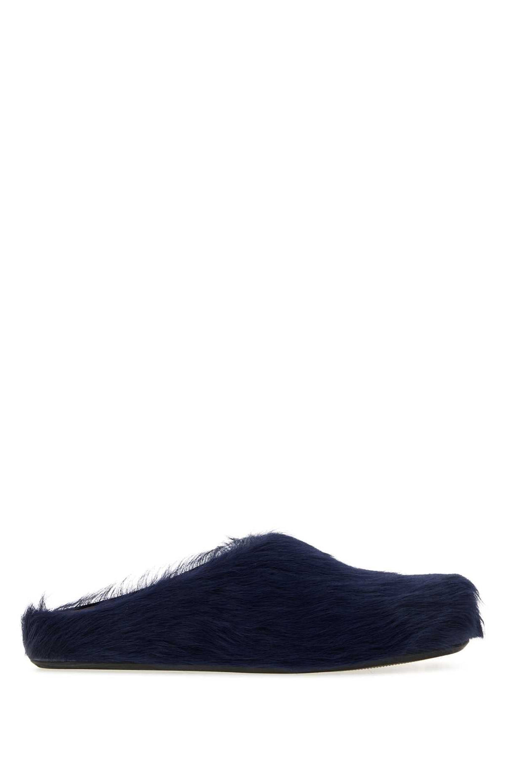 Marni Navy Blue Calf Hair Fussbett Slippers