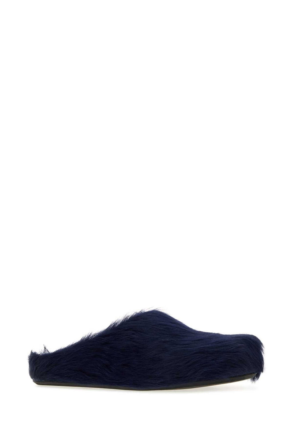 Marni Navy Blue Calf Hair Fussbett Slippers