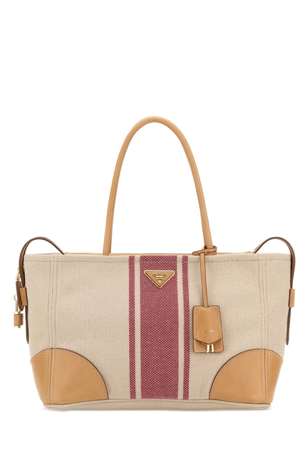 Prada Sand Canvas Large Shopping Bag