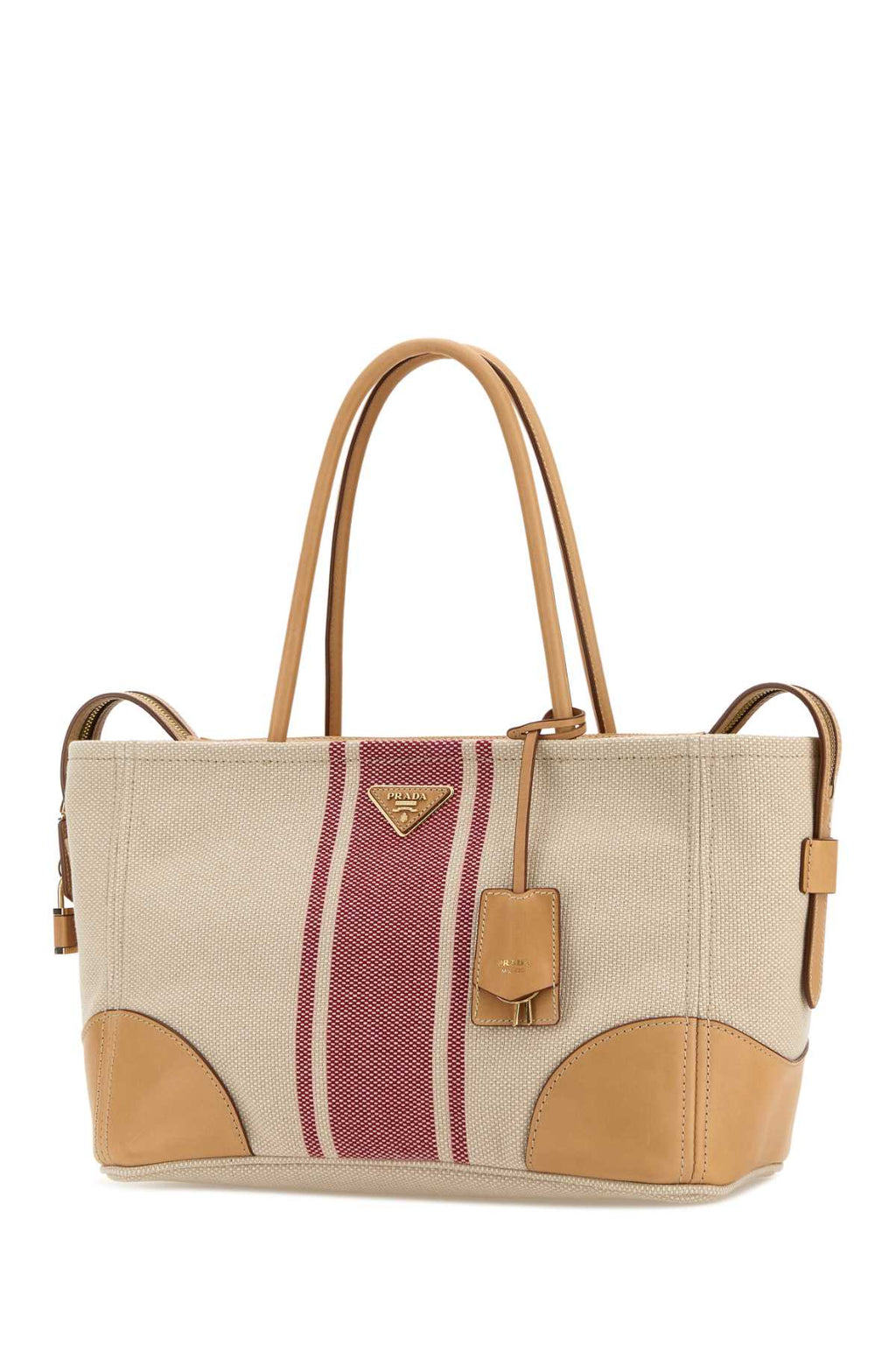 Prada Sand Canvas Large Shopping Bag