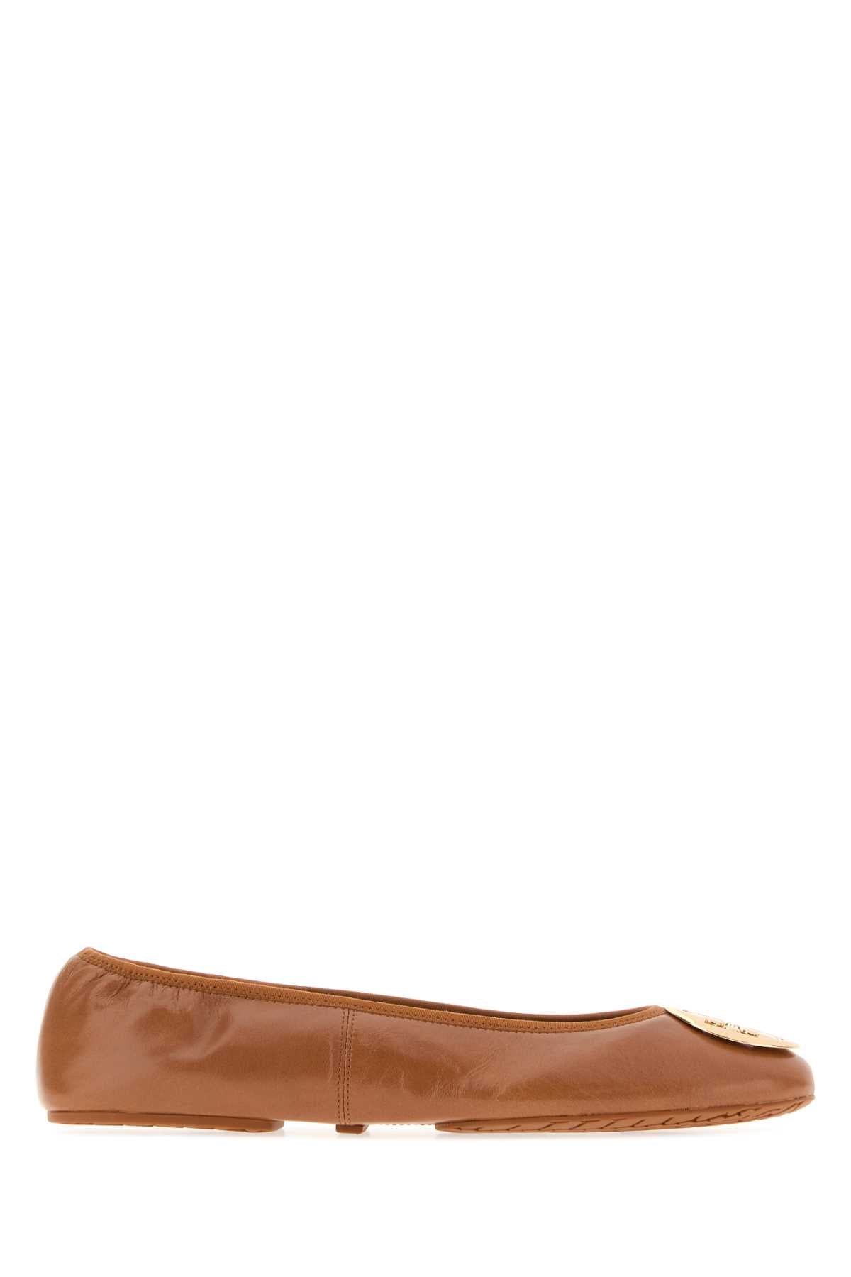 Tory Burch Caramel Nappa Leather Reva Ballerinas
