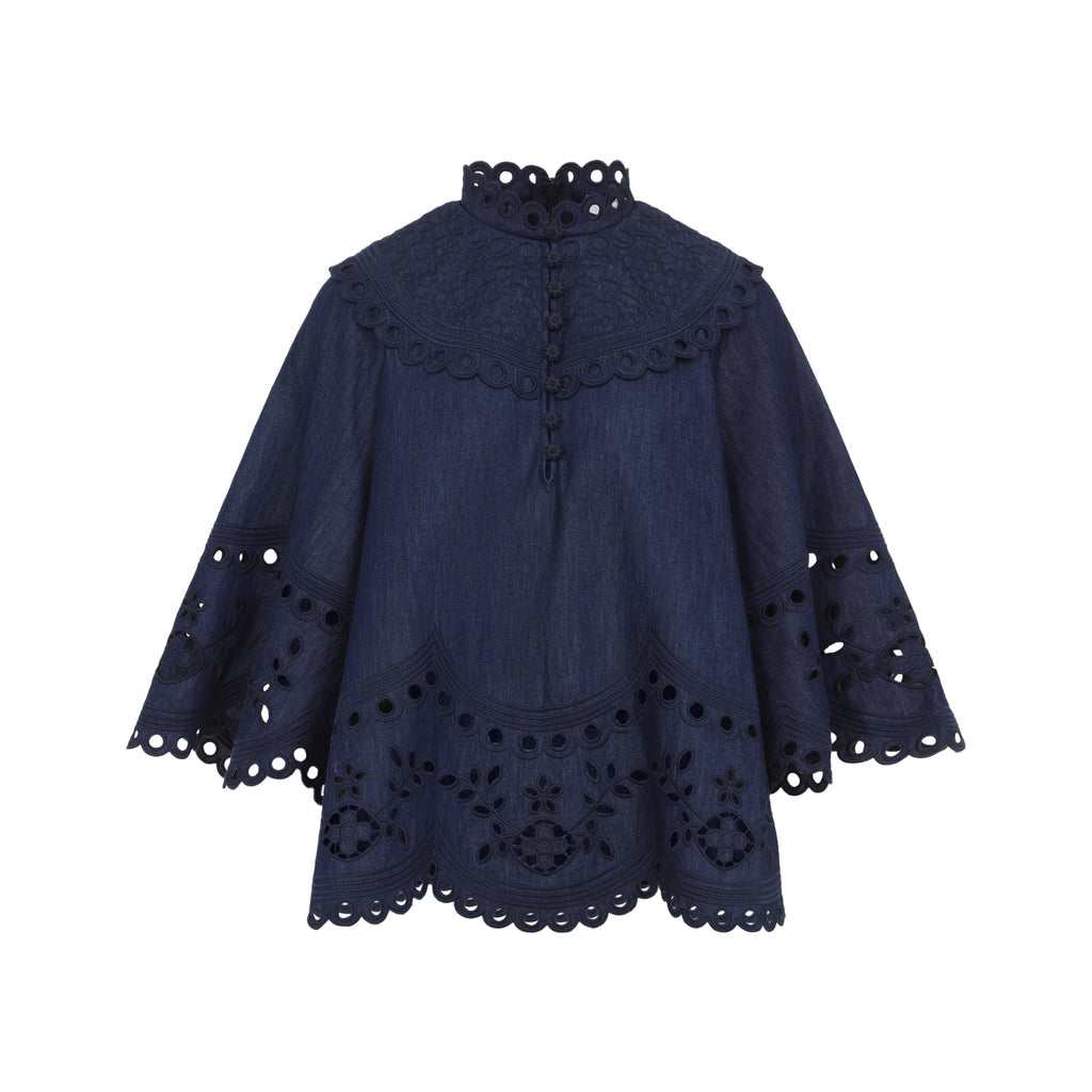 Zimmermann Mahon Broderie Denim Top