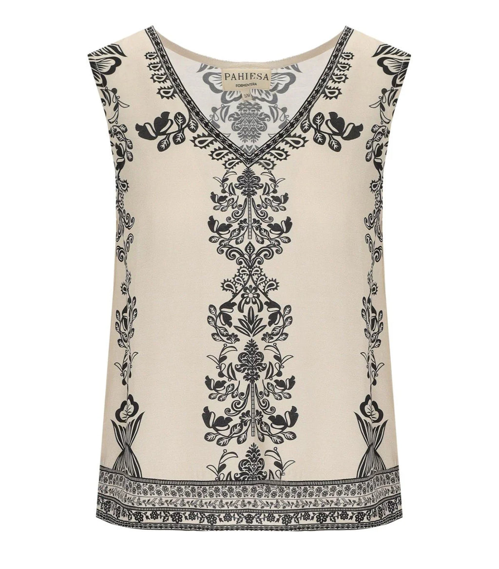 Pahiesa Formentera Ecru And Black Top