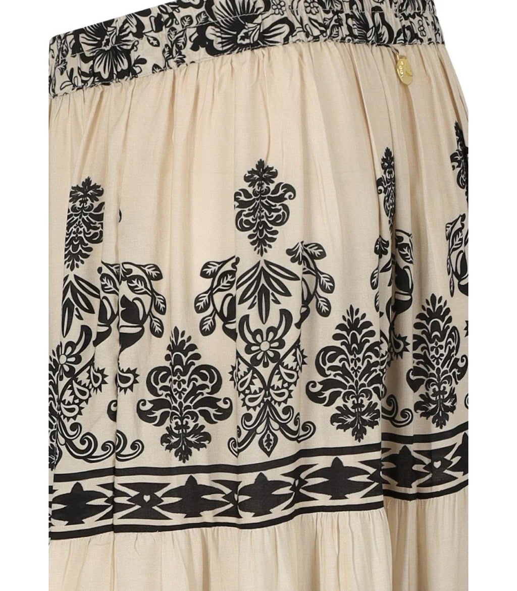 Pahiesa Formentera Ecru And Black Long Skirt