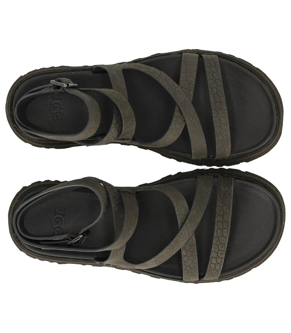 Ugg Goldengaze Embossed Ankle Wrap Dense Smoke Sandal