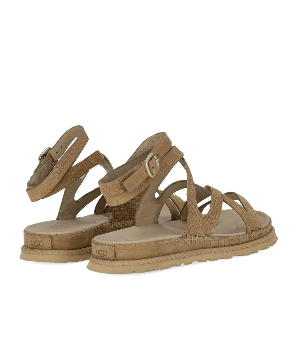 Ugg Goldengaze Embossed Ankle Wrap Mustard Seed Sandal
