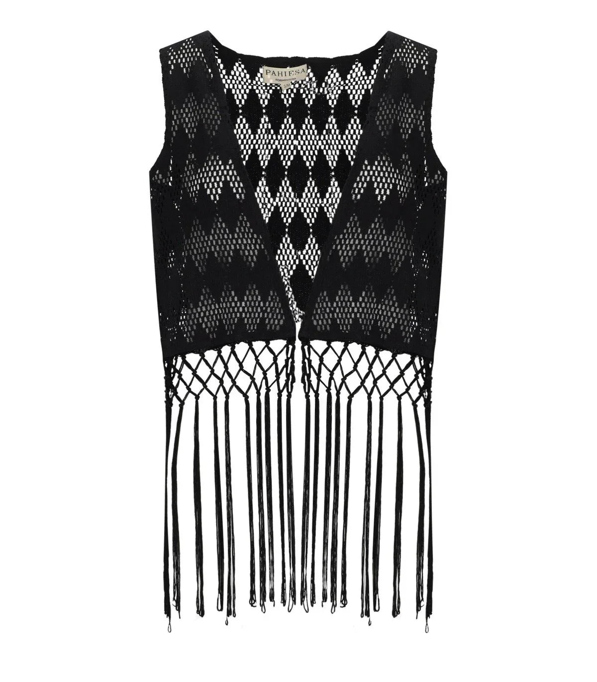 Pahiesa Formentera Black Crochet Vest