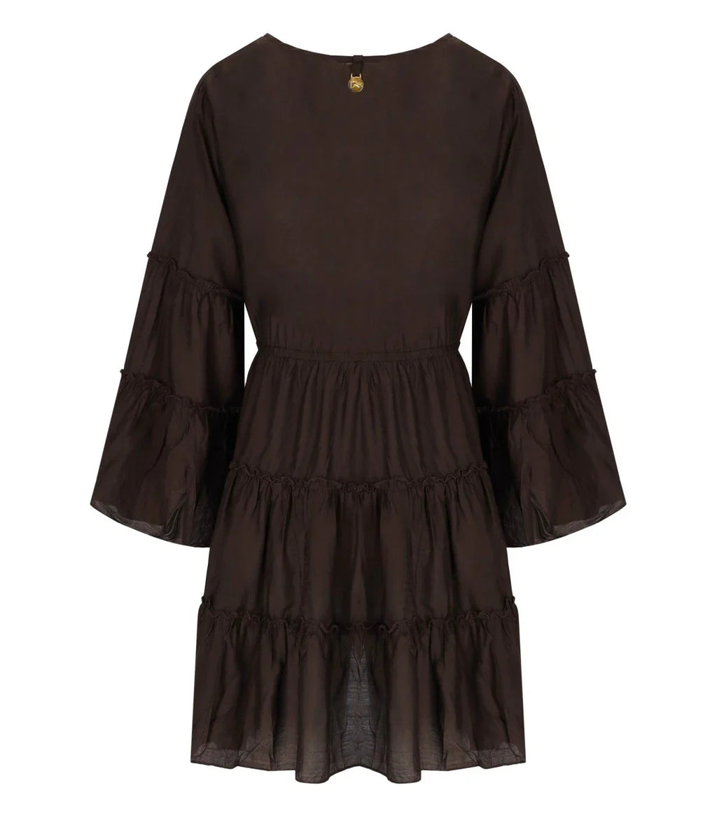 Pahiesa Formentera Brown Short Dress
