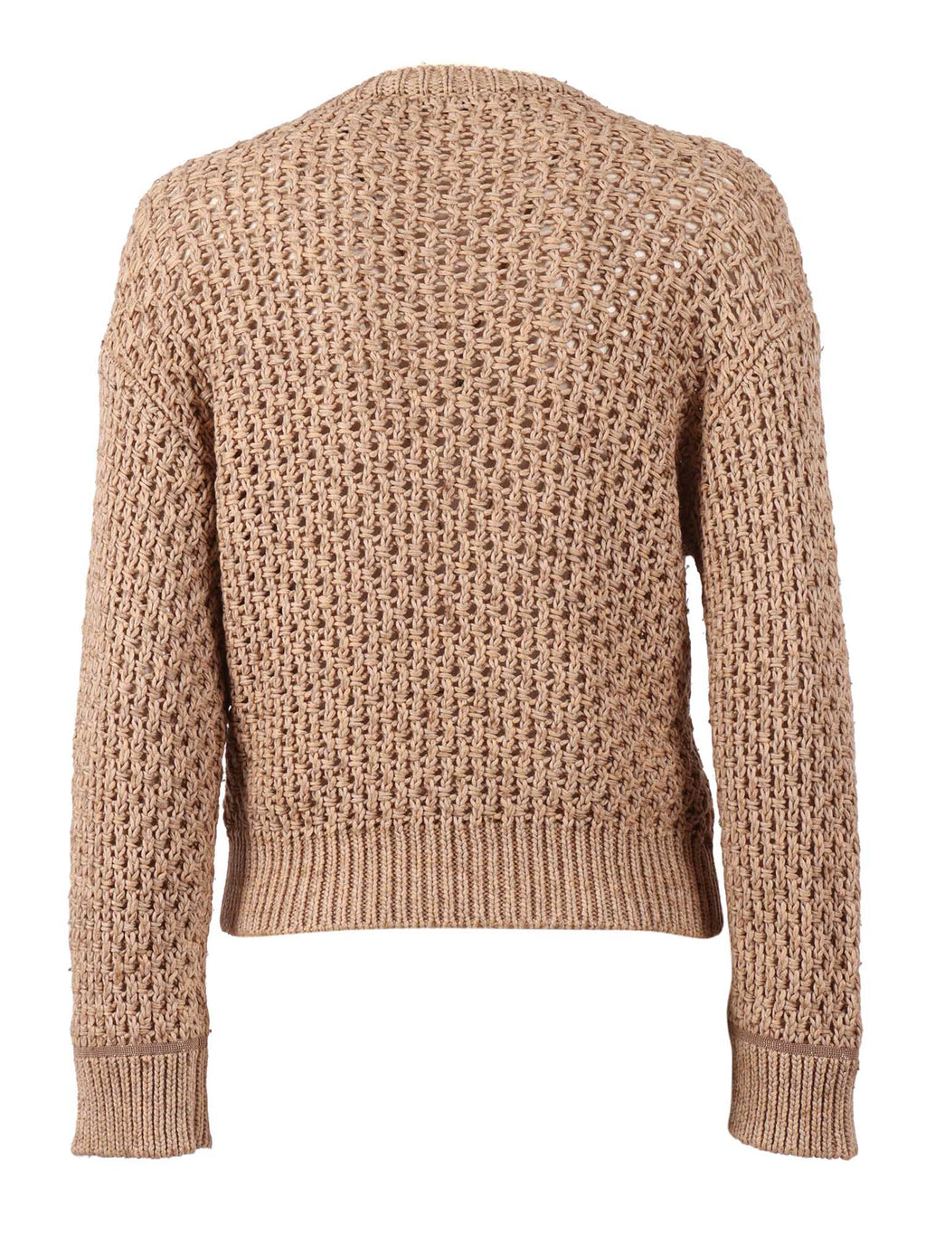 Fabiana Filippi Maglia Scollo V In Filato Stampato Punto Crochet Color Acero