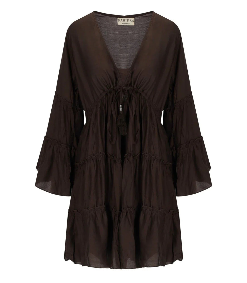 Pahiesa Formentera Brown Short Dress