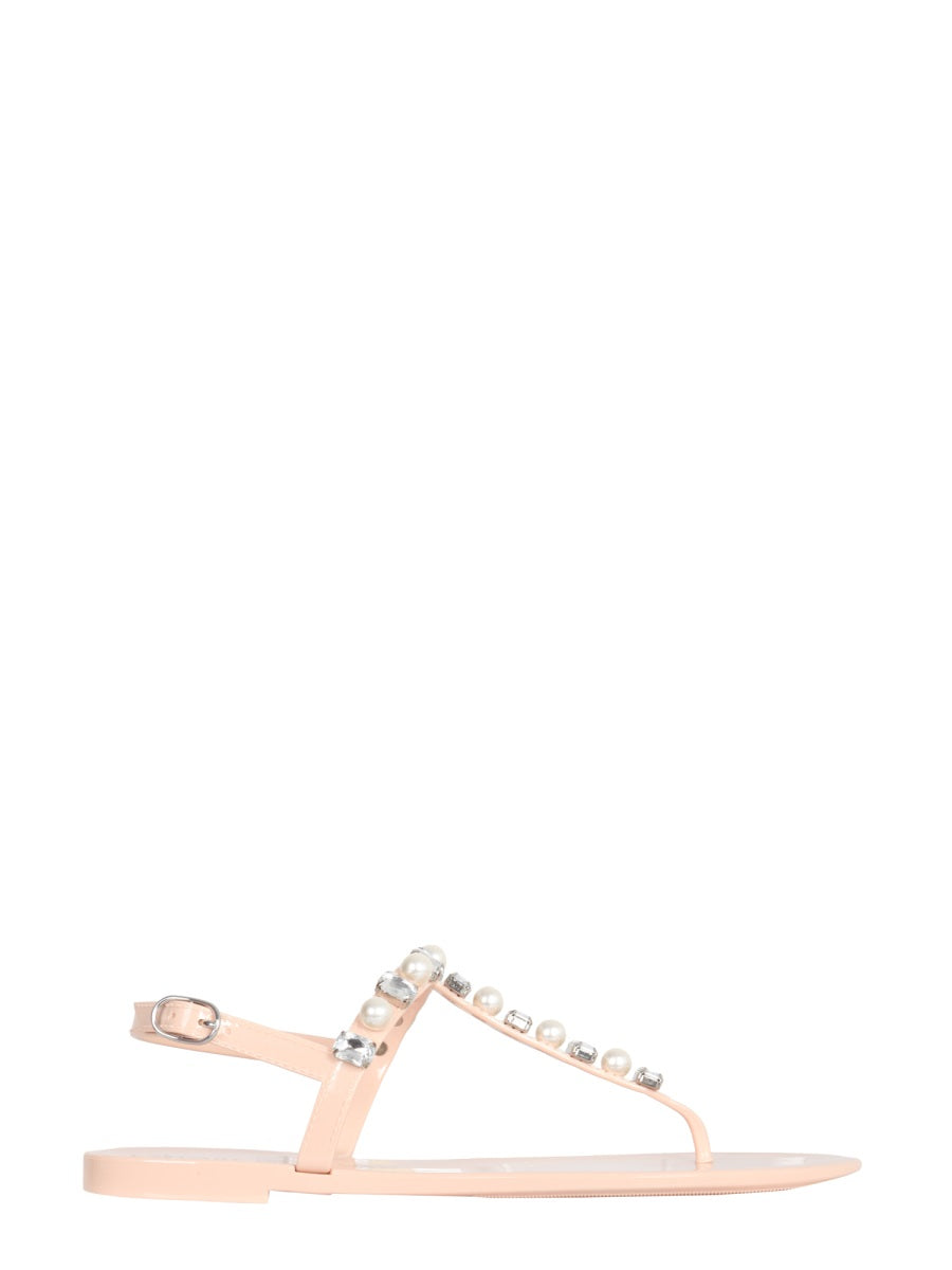 Stuart Weitzman Goldie Crystal Jelly Sandals
