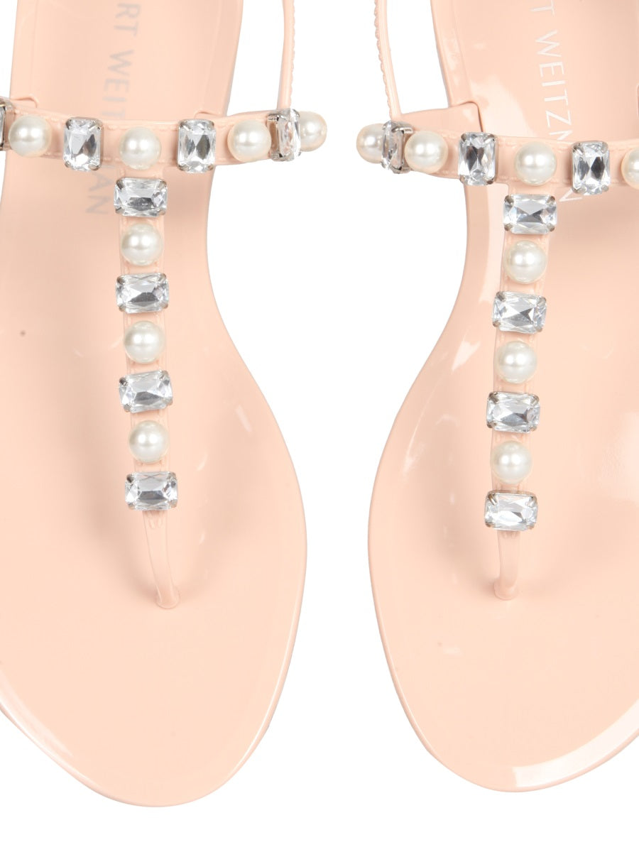 Stuart Weitzman Goldie Crystal Jelly Sandals