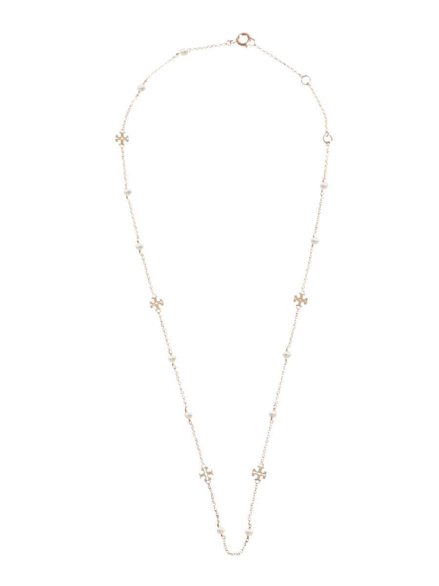 Tory Burch Collana "Kira" Con Logo E Perle