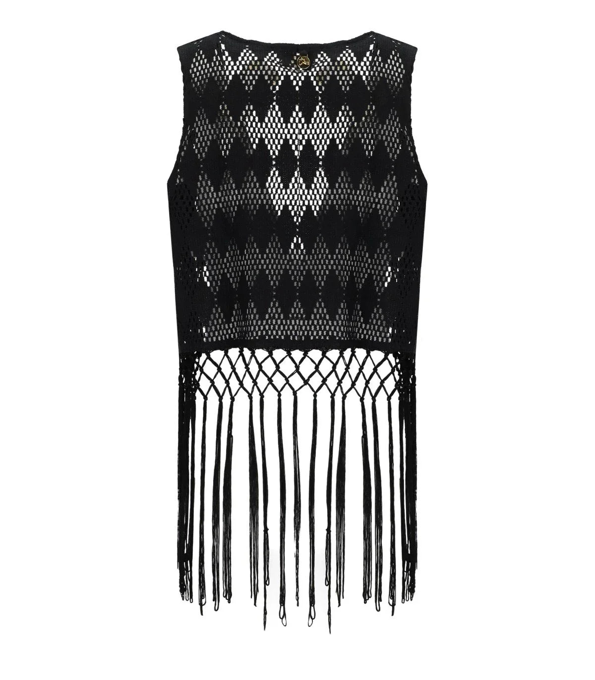 Pahiesa Formentera Black Crochet Vest