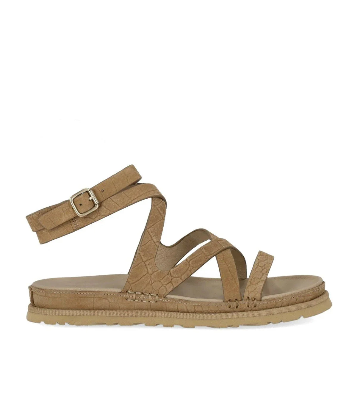 Ugg Goldengaze Embossed Ankle Wrap Mustard Seed Sandal