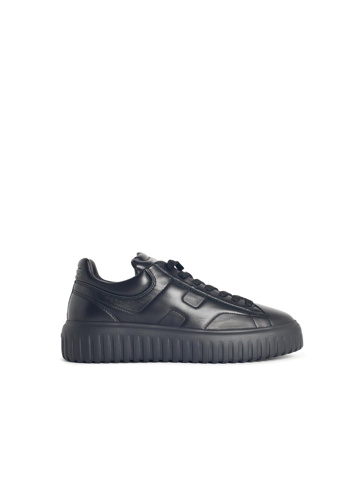 Hogan 'H Stripes' Black Lear Sneakers