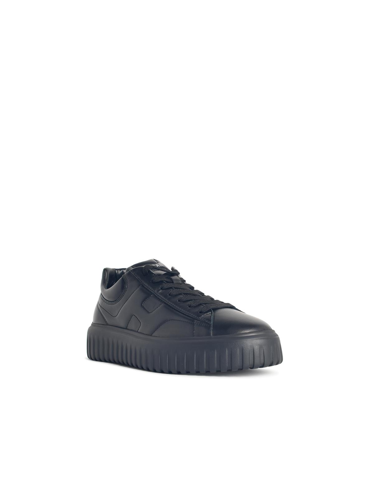Hogan 'H Stripes' Black Lear Sneakers