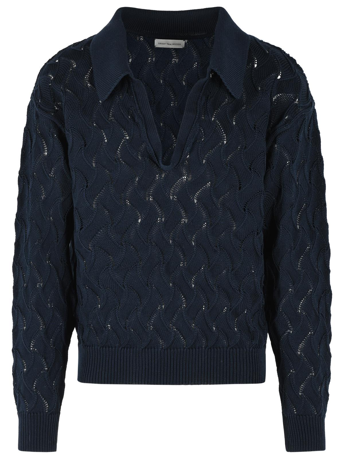 Dries Van Noten 'Maquis' Navy Cotton Sweater