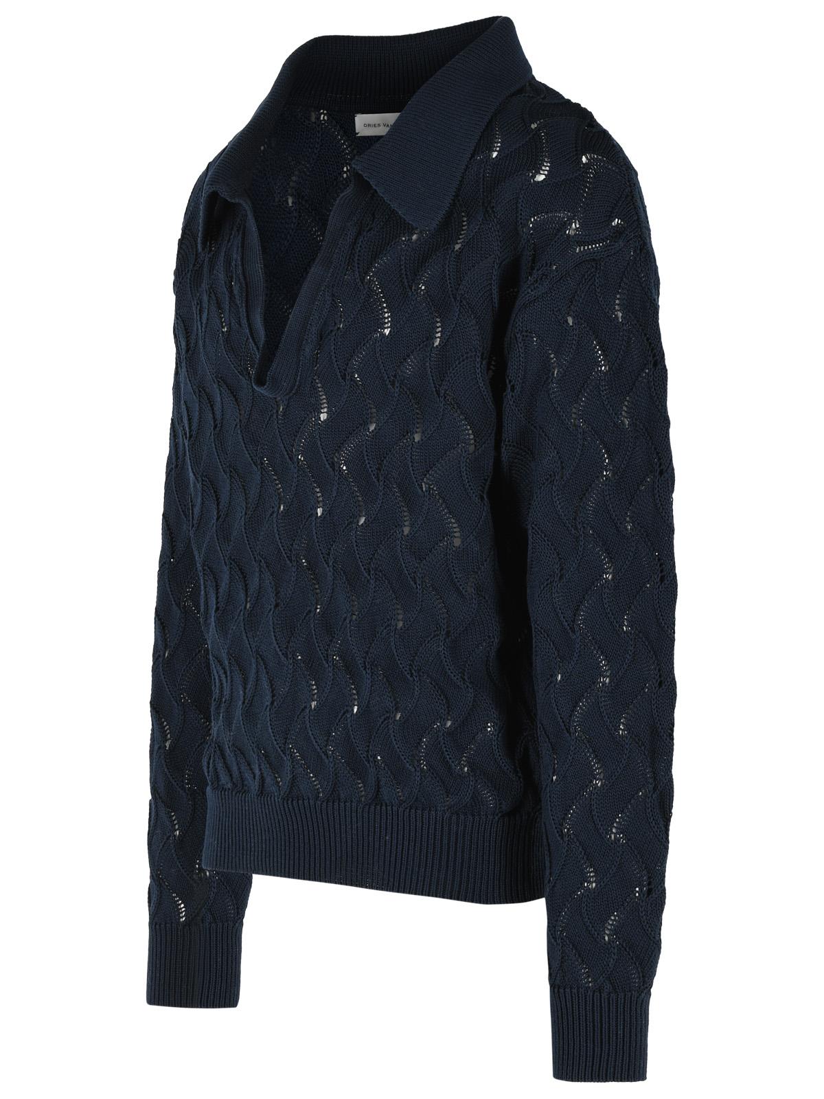 Dries Van Noten 'Maquis' Navy Cotton Sweater