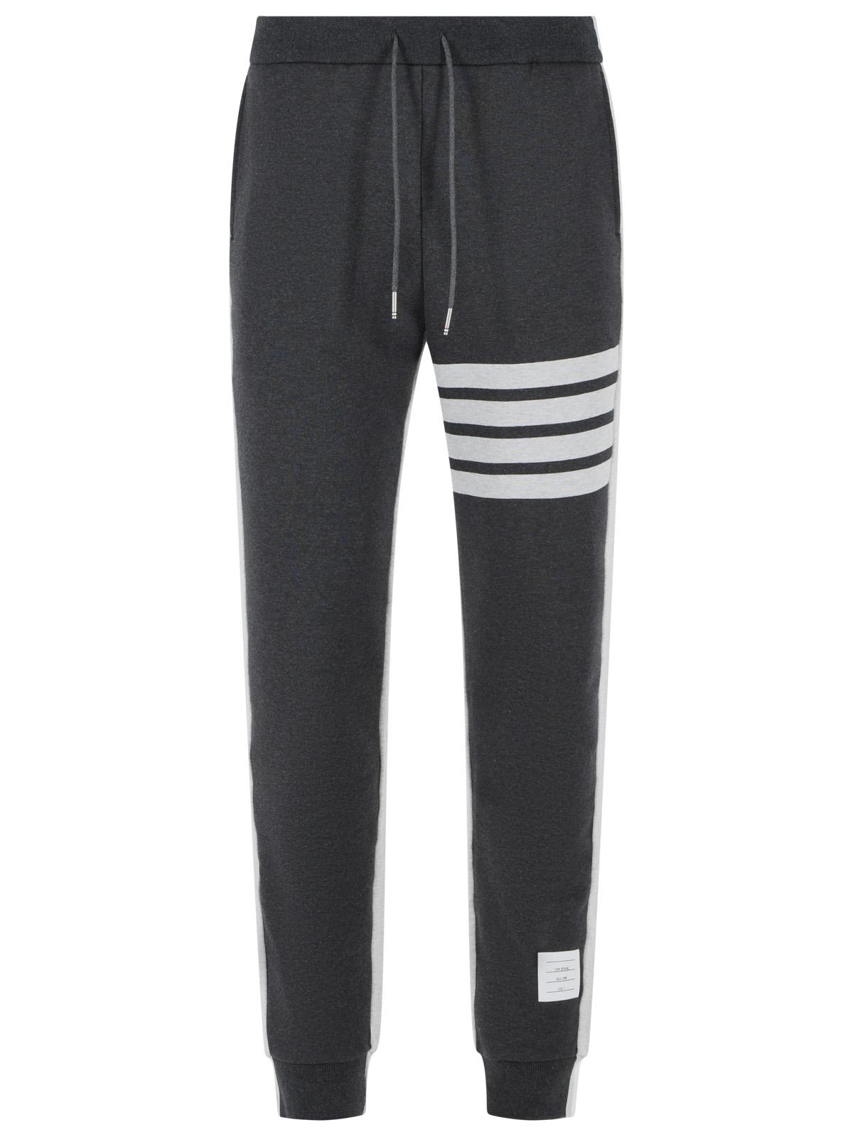Thom Browne 'Colorblock 4 Bar' Grey Cotton Pants