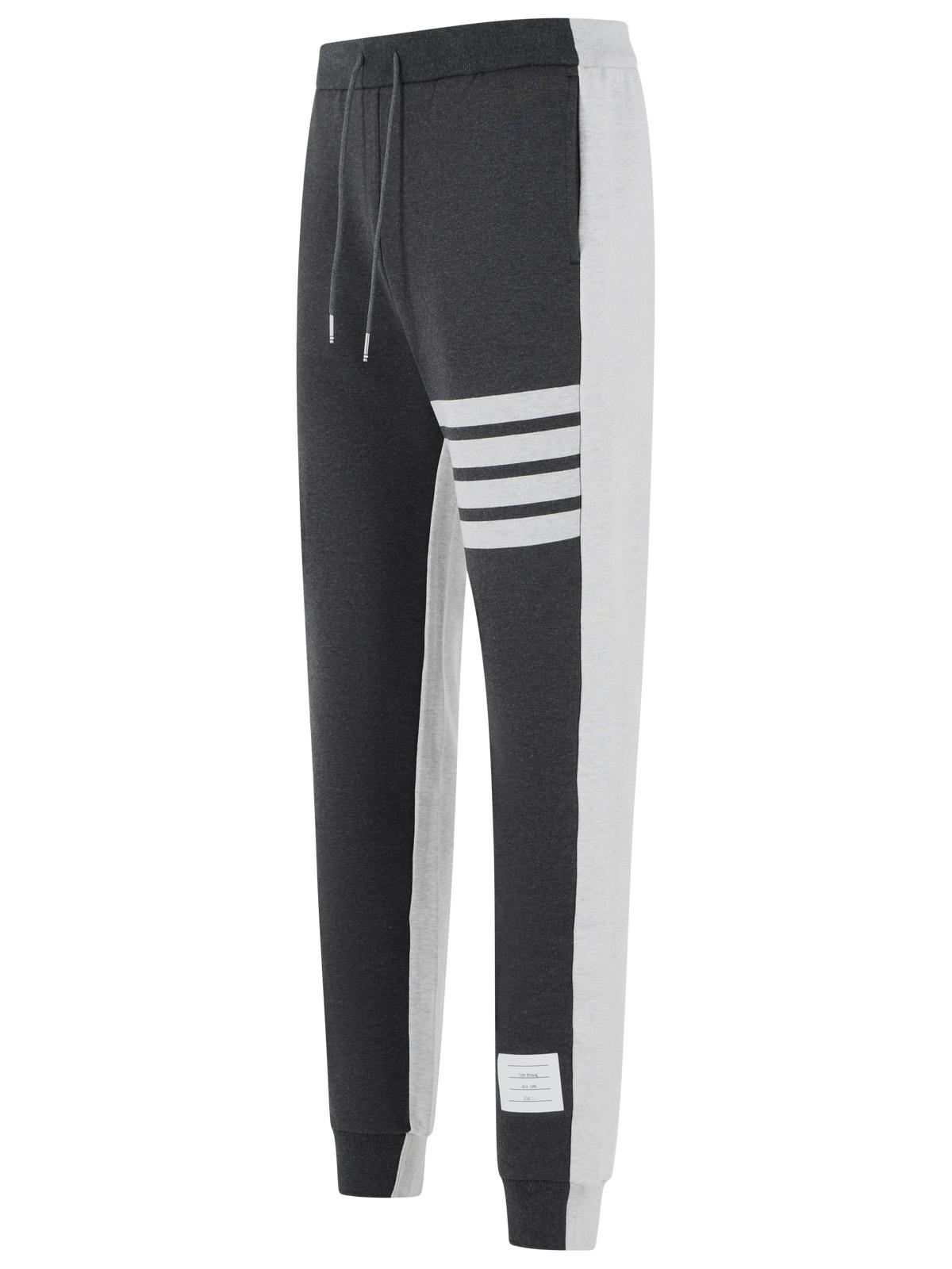 Thom Browne 'Colorblock 4 Bar' Grey Cotton Pants