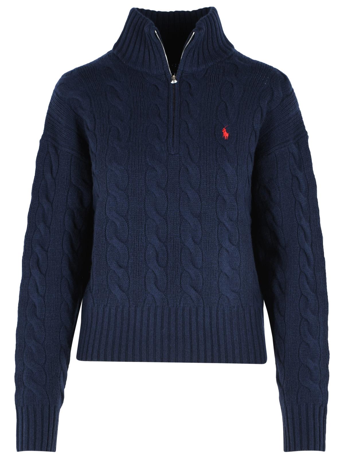 Polo Ralph Lauren Navy Blue Wool And Cashmere Sweater