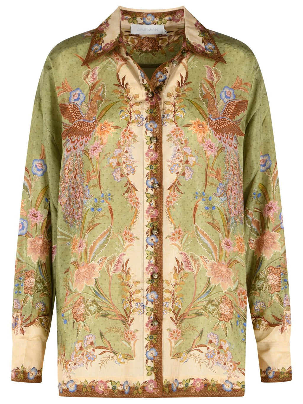 Zimmermann 'Indra' Khaki Silk Shirt