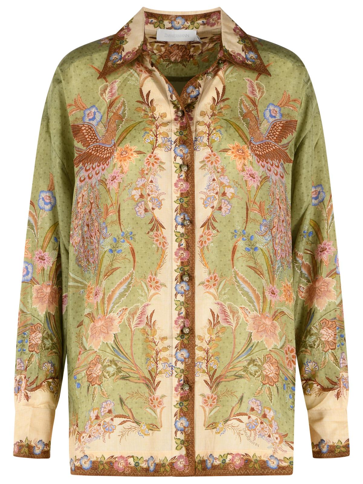 Zimmermann 'Indra' Khaki Silk Shirt