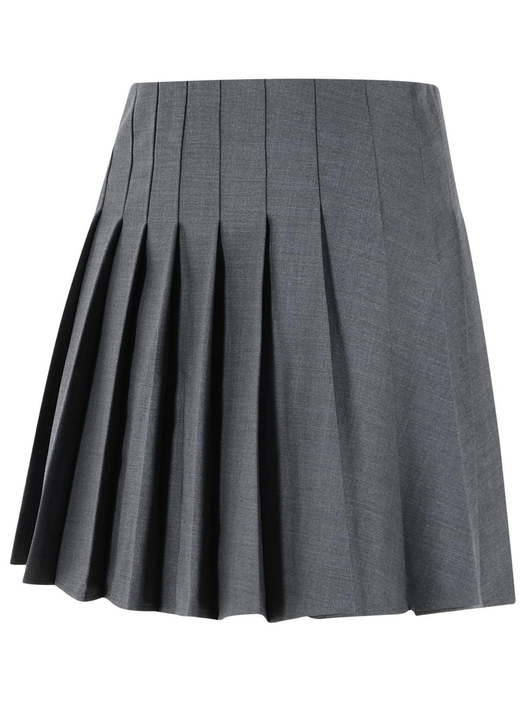 Self Portrait Grey Wool Blend Pleated Miniskirt