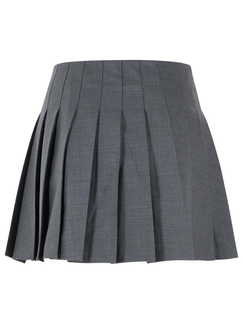 Self Portrait Grey Wool Blend Pleated Miniskirt
