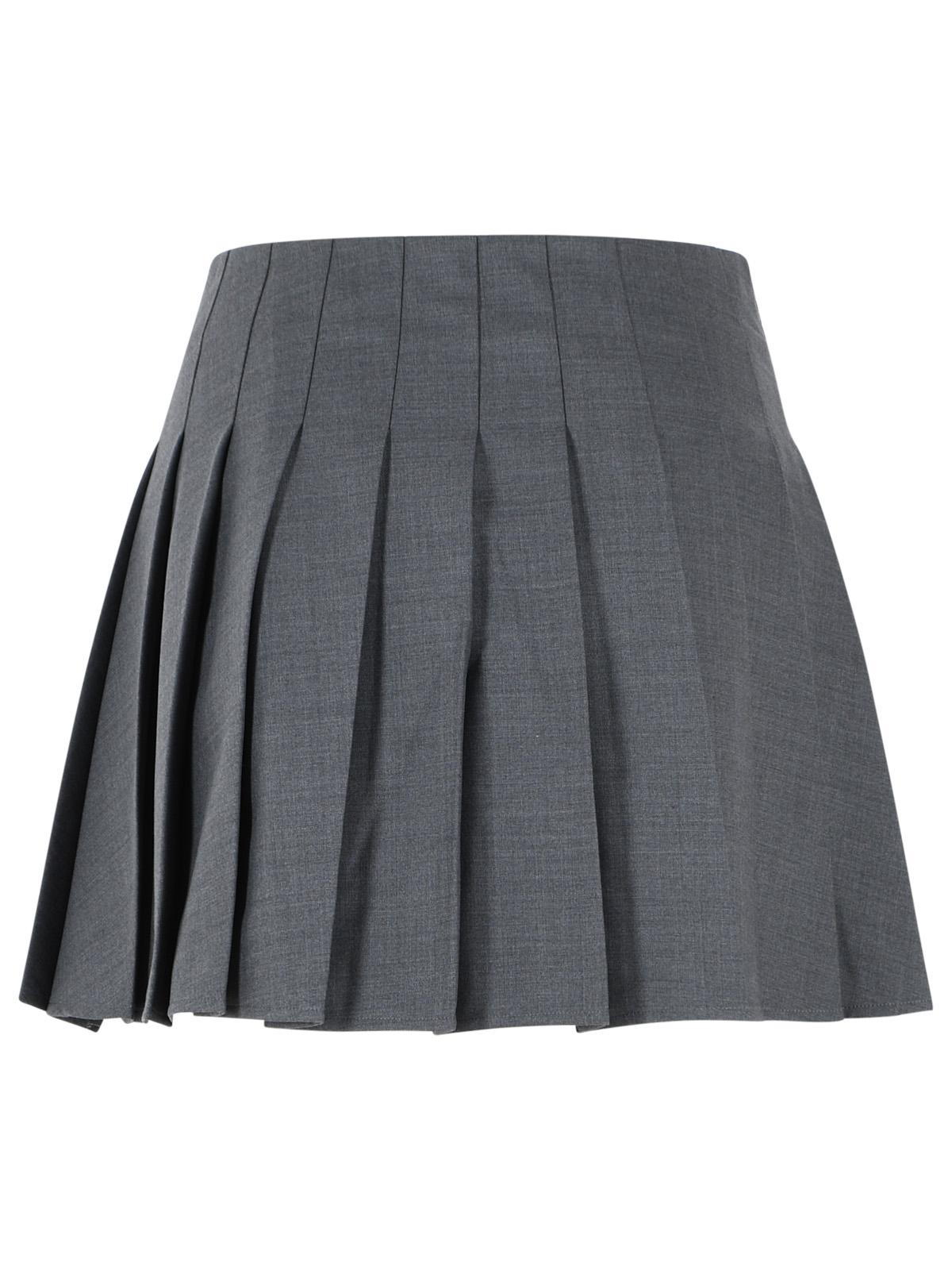 Self Portrait Grey Wool Blend Pleated Miniskirt