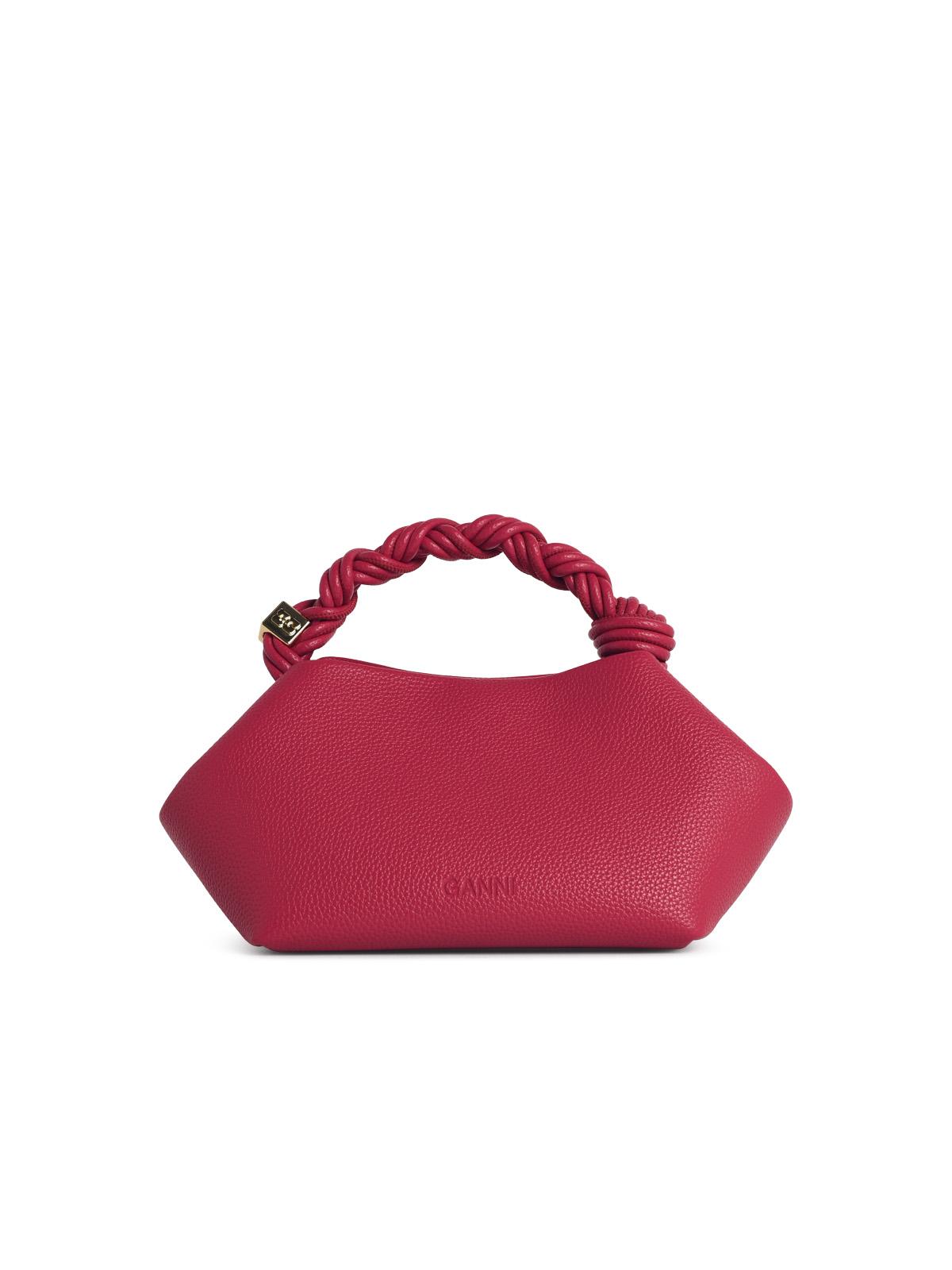 Ganni Small 'Bou' Bag In Persian Red Hammered Lear