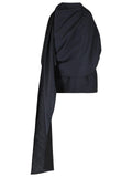 Róhe Draped Blouse In Navy Wool Blend
