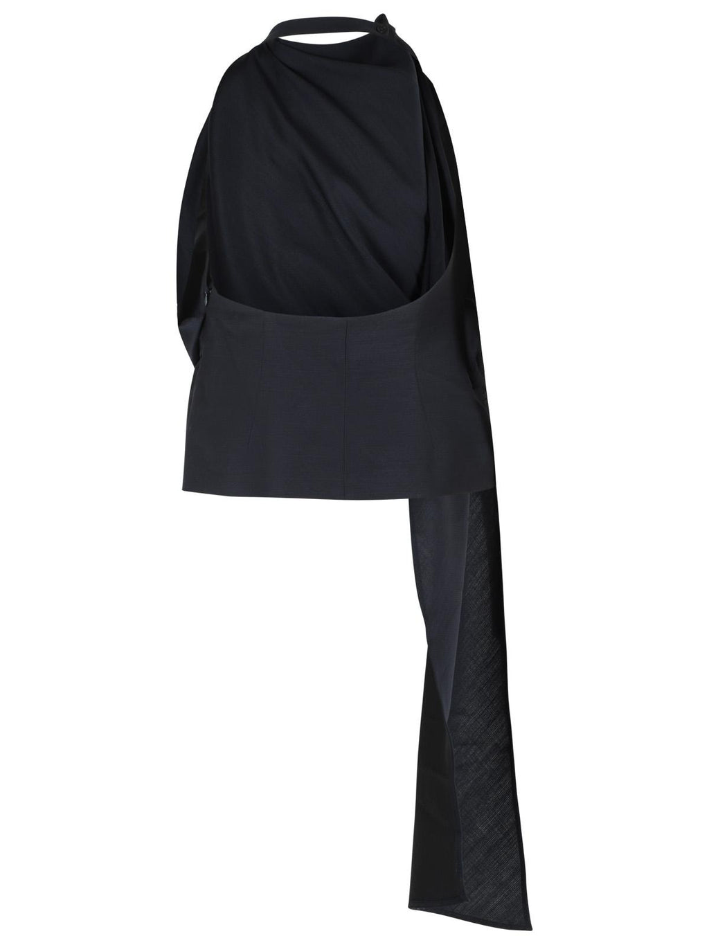 Róhe Draped Blouse In Navy Wool Blend