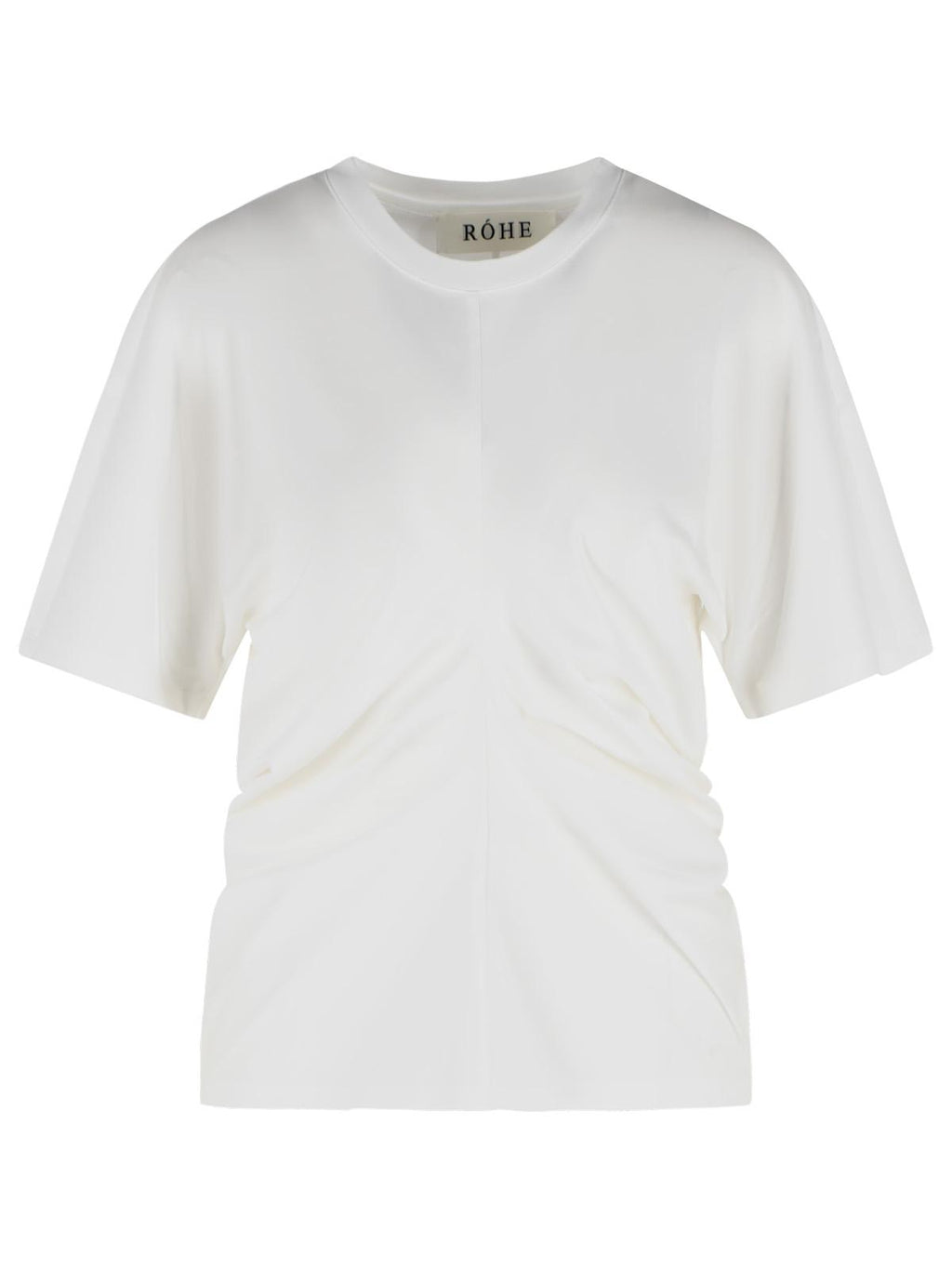 Róhe Draped T Shirt In White Cotton Blend