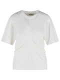 Róhe Draped T Shirt In White Cotton Blend