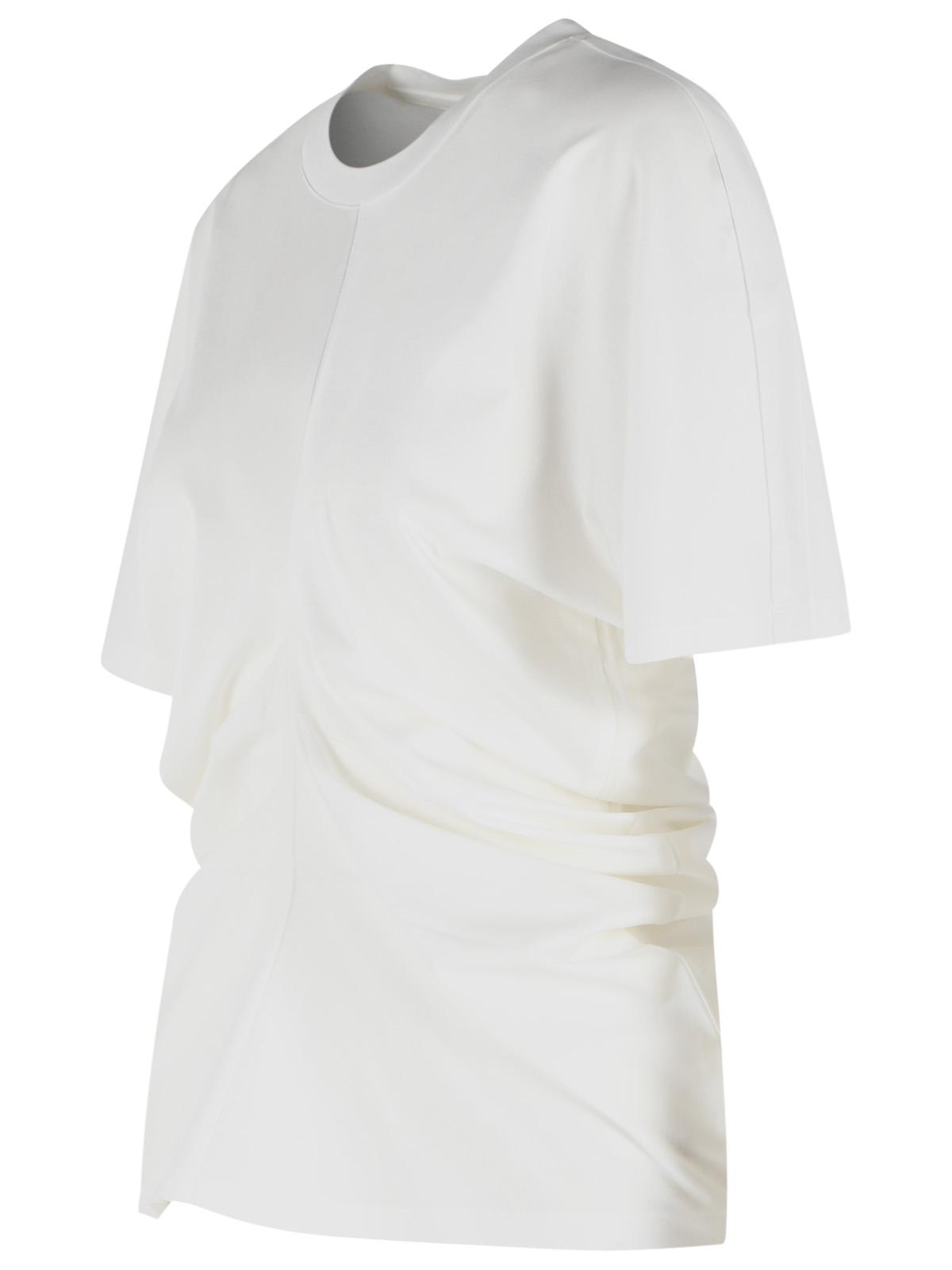 Róhe Draped T Shirt In White Cotton Blend