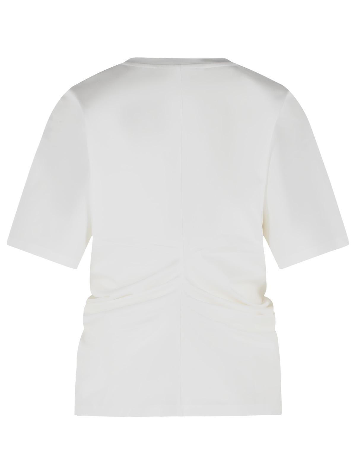 Róhe Draped T Shirt In White Cotton Blend