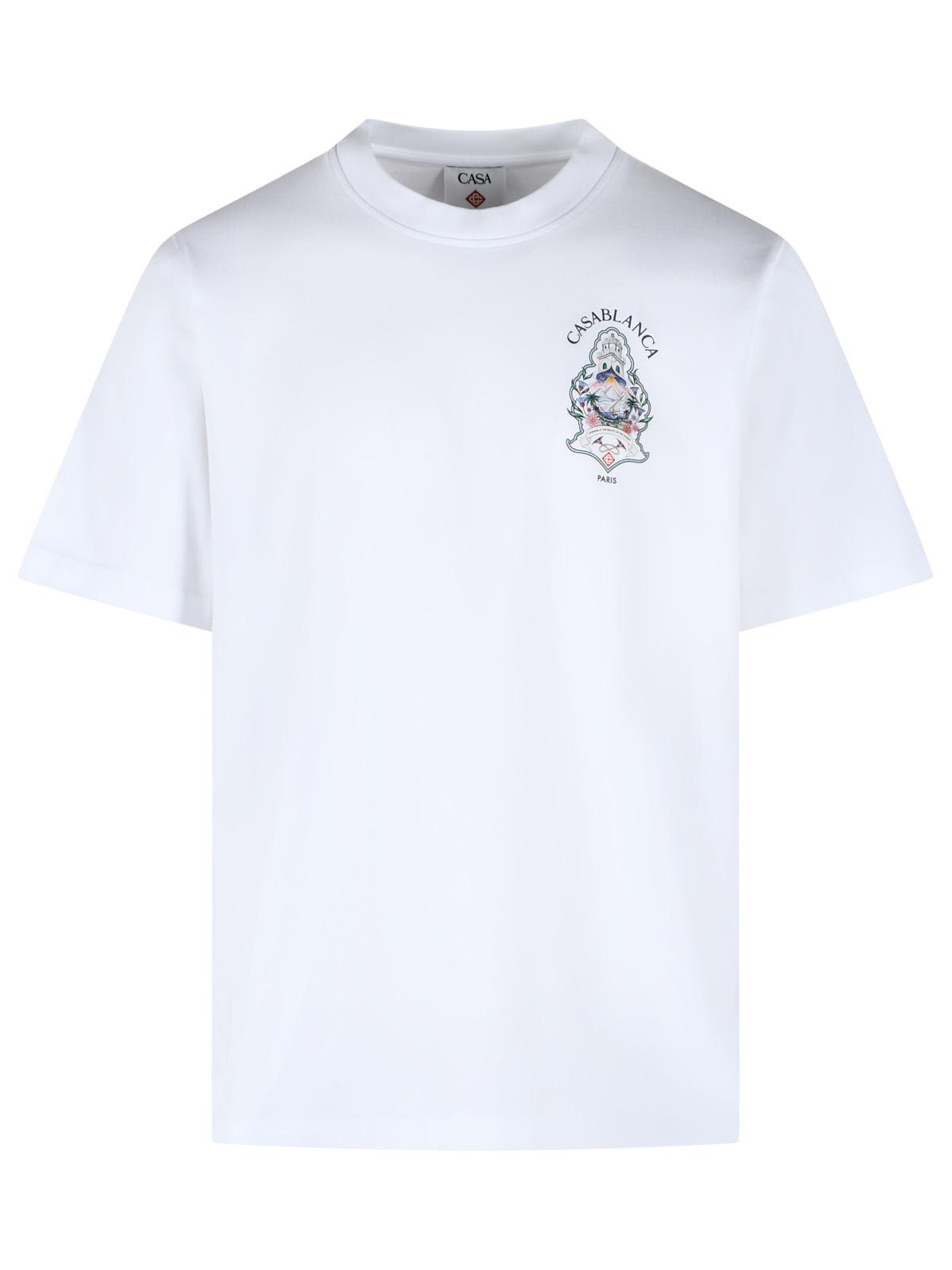Casablanca 'Hotel Emblem' White Cotton T Shirt