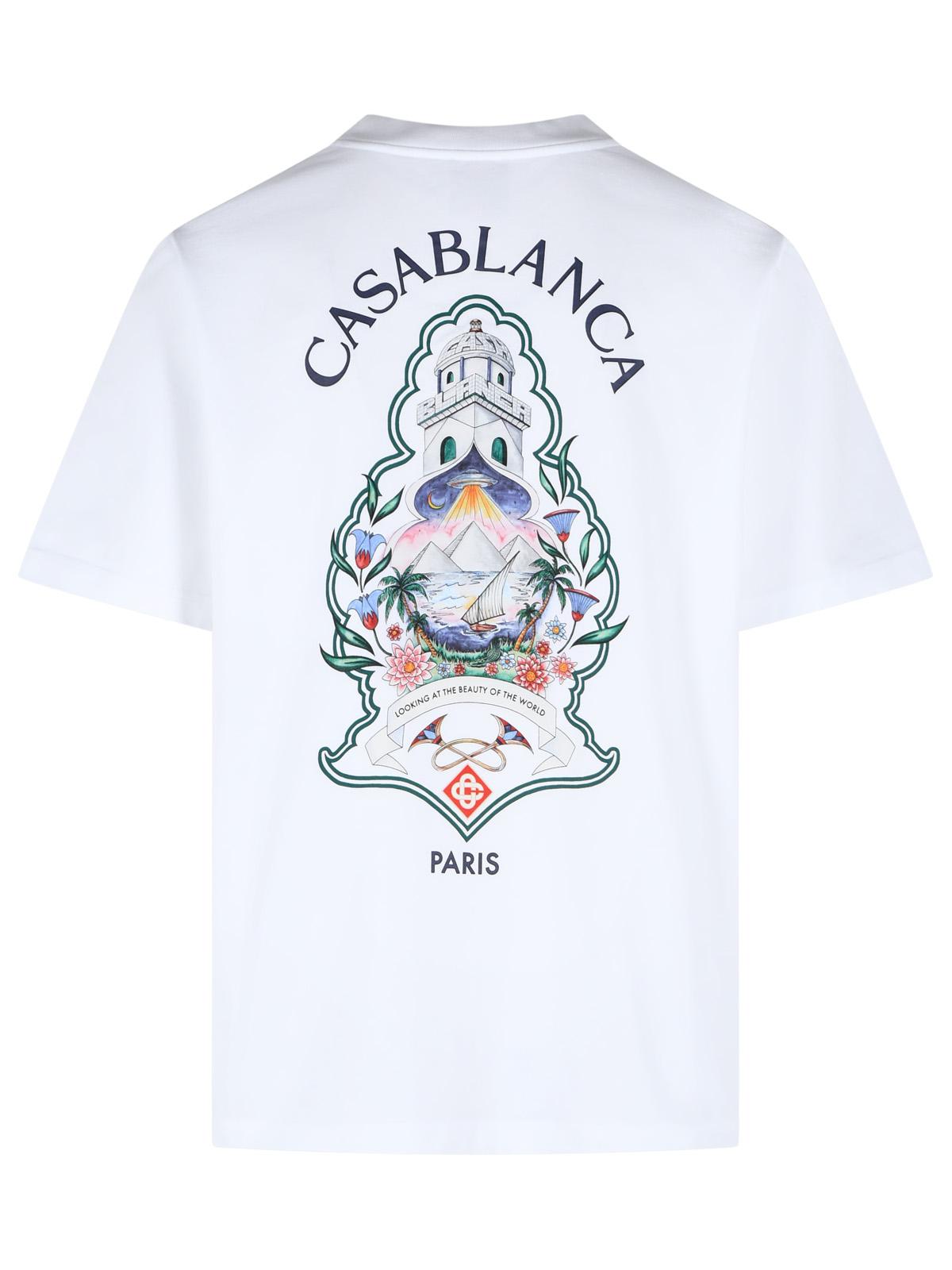 Casablanca 'Hotel Emblem' White Cotton T Shirt