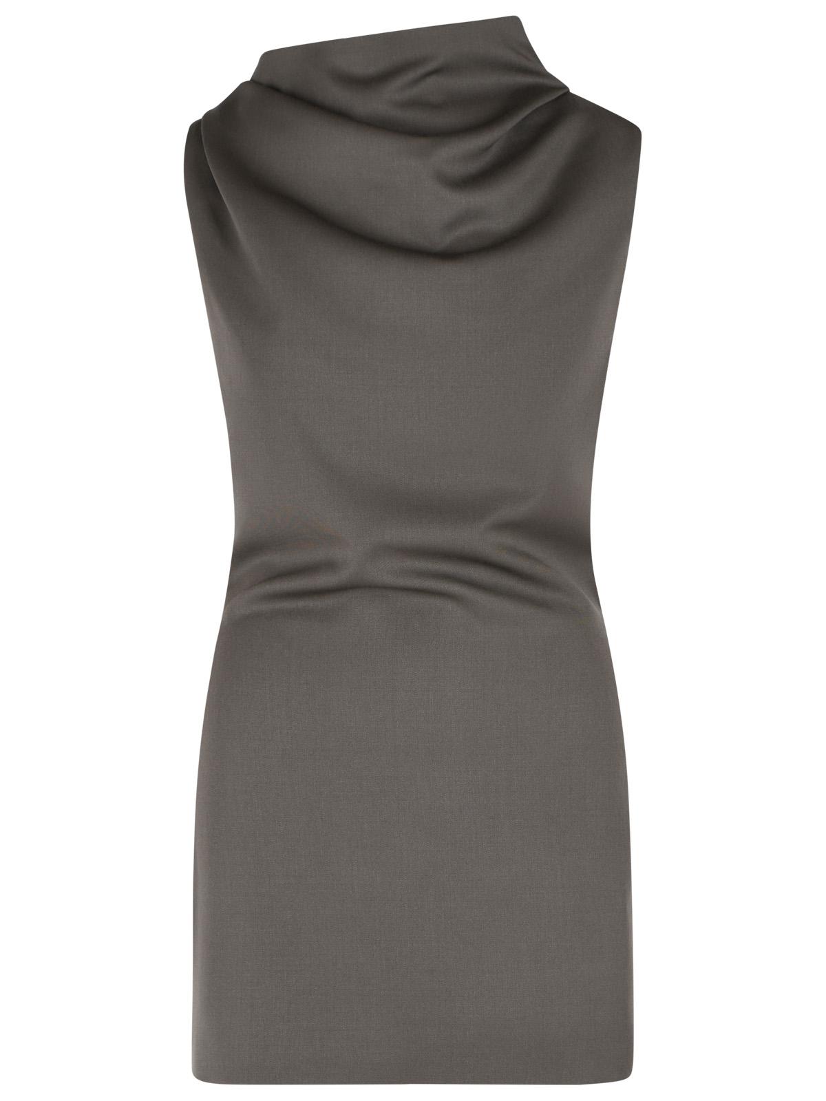 Khaite 'Astor' Mini Dress In Brown Virgin Wool