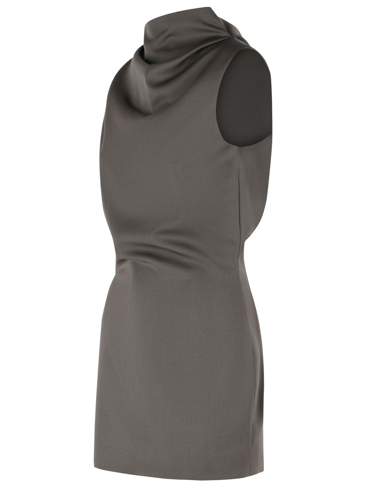 Khaite 'Astor' Mini Dress In Brown Virgin Wool