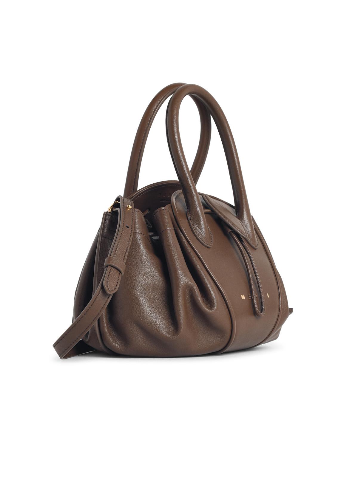 Marni Small 'Tulipea' Brown Lear Bag
